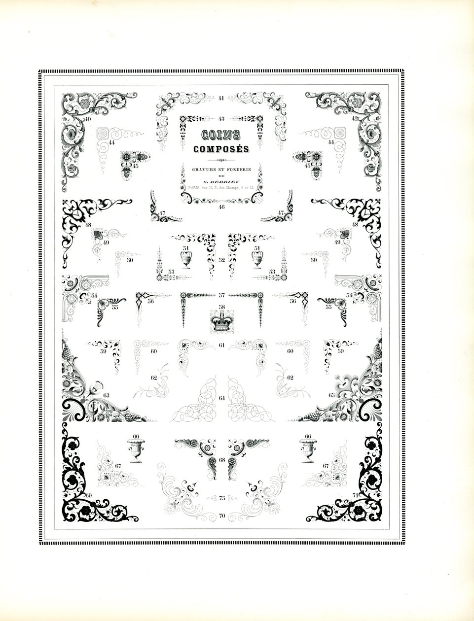 Sammlung dekorativer Rahmenecken von Charles Derriey