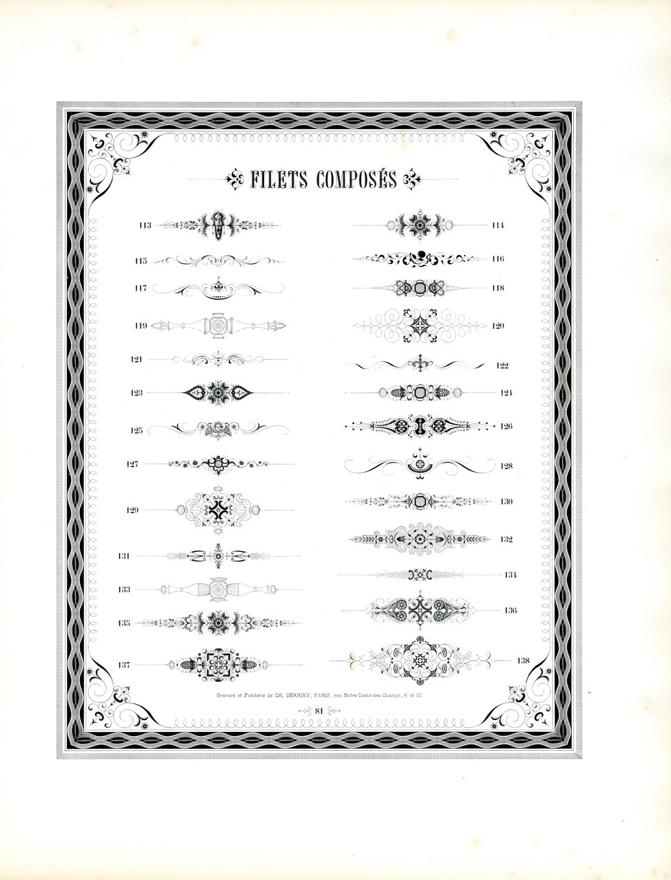 Fortsetzung der Sammlung von Zierregeln von Charles Derriey