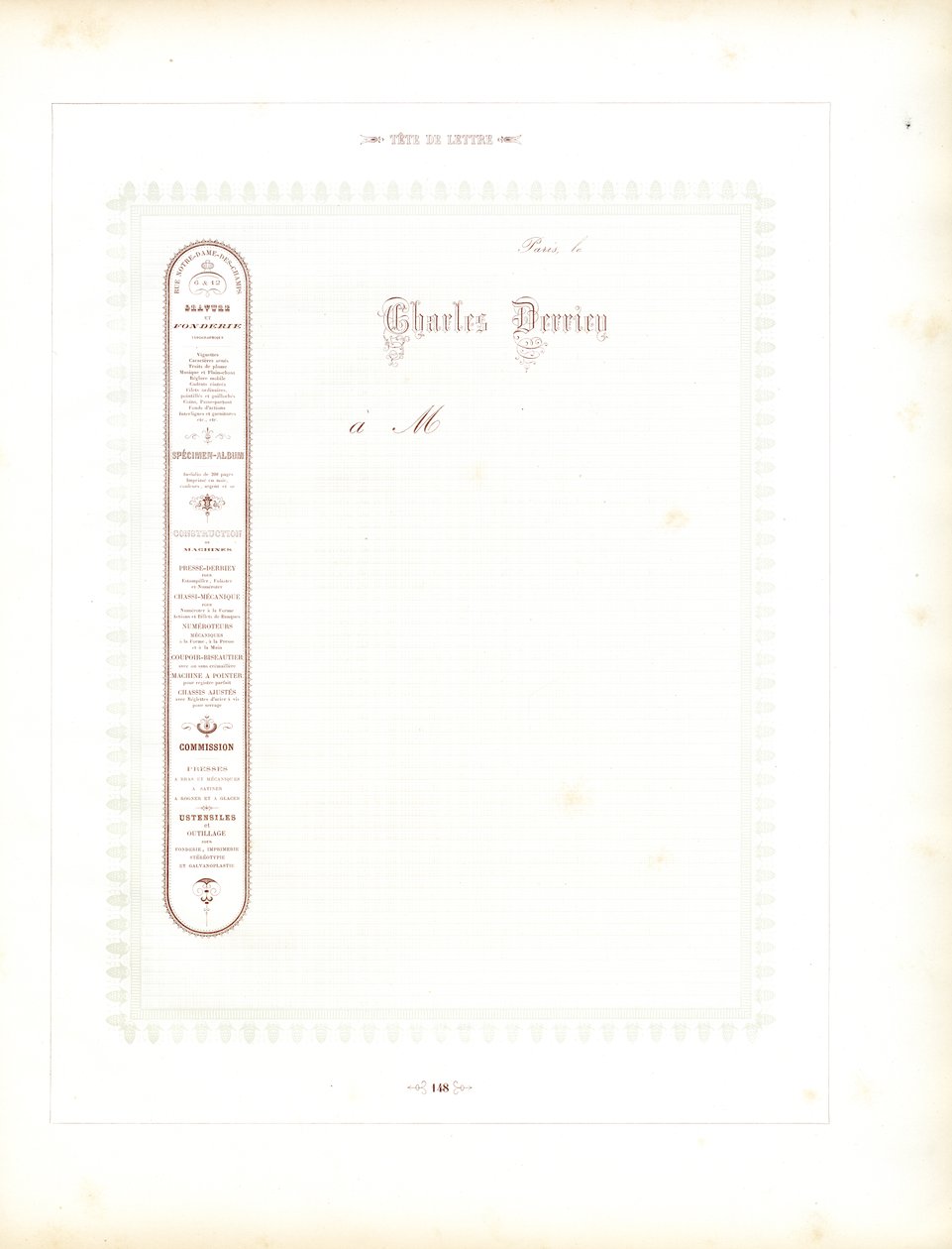 Eleganter Briefkopf mit typografischer Seitenleiste von Charles Derriey