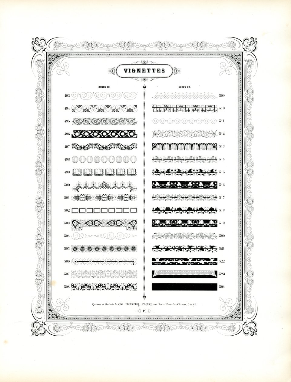 Ornamentale Ränder und Vignetten, Corps 20 (Fortsetzung) von Charles Derriey