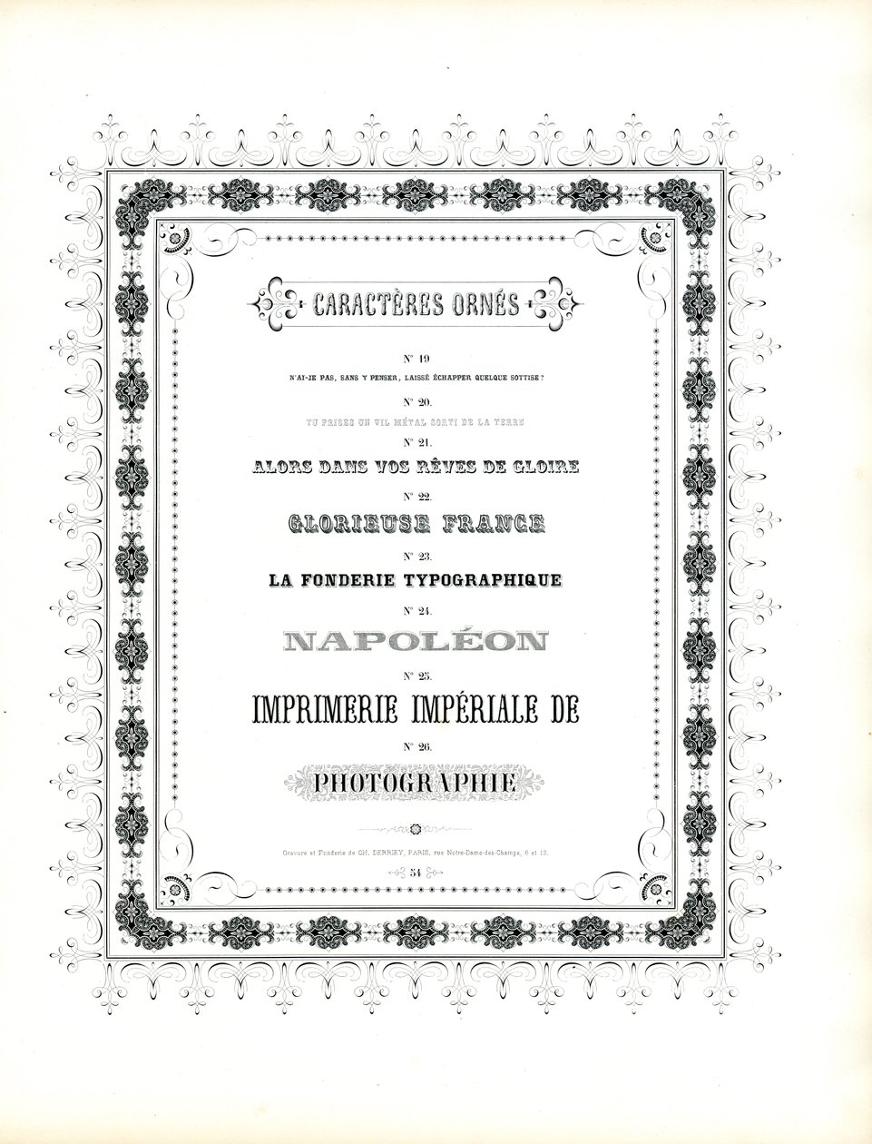 Ornamentale Schriftarten mit dekorativem Rahmen von Charles Derriey