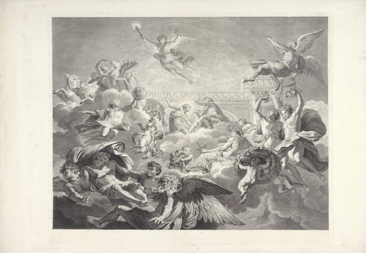 Phaëton und Apollo (Die Gemälde von Charles le Brun und Eustache Le Sueur im Haus des Präsidenten Lambert) von Charles Dupuis