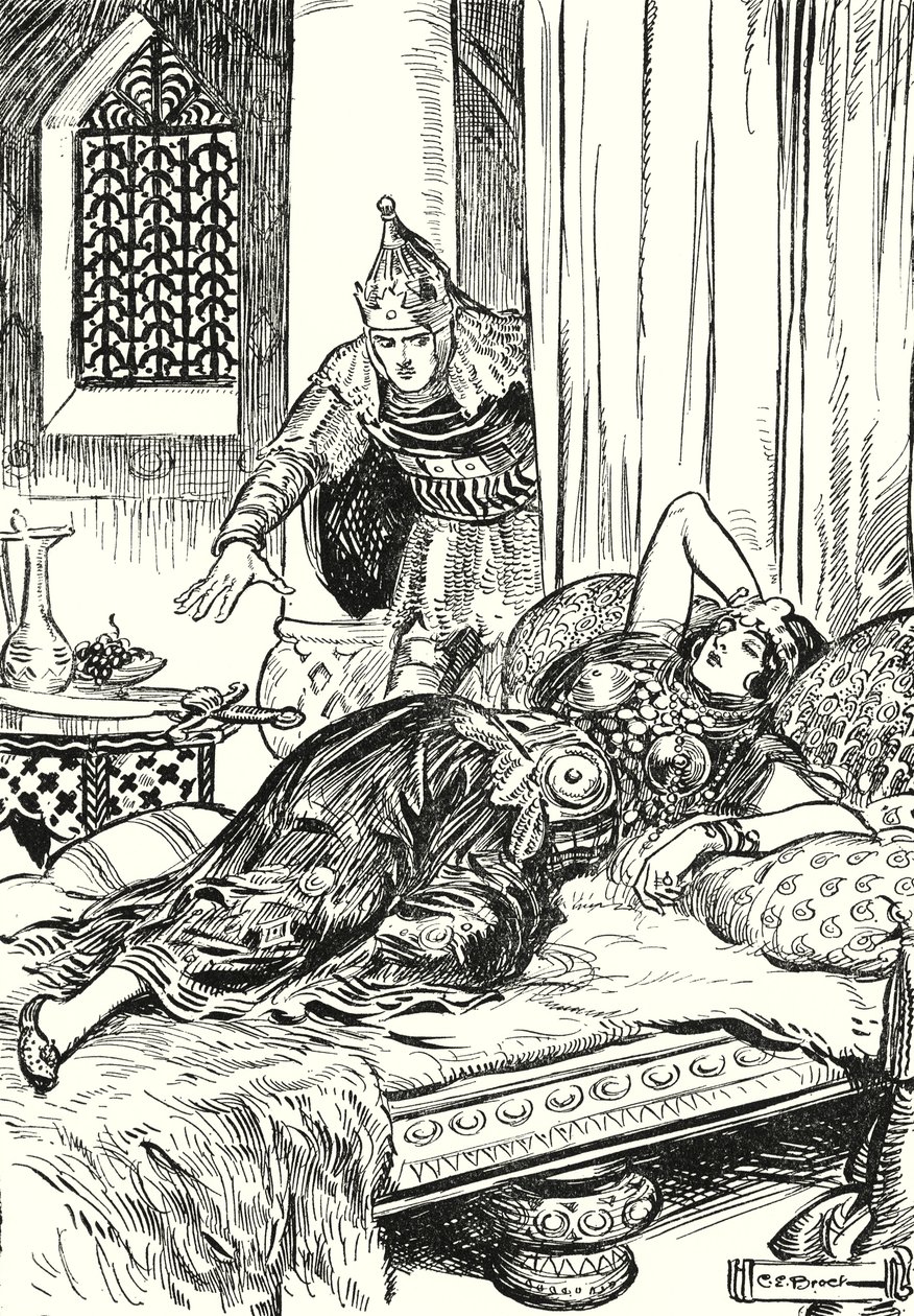 "Es gelang ihm, den Krummsäbel zu ergreifen" von Charles Edmund (after) Brock