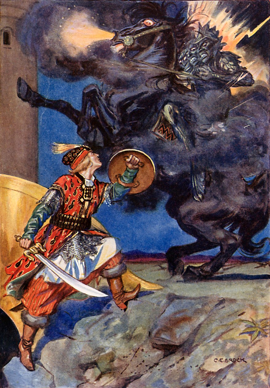 Ich bin gekommen, um dich zu bekämpfen, Räuber meiner Geliebten von Charles Edmund (after) Brock