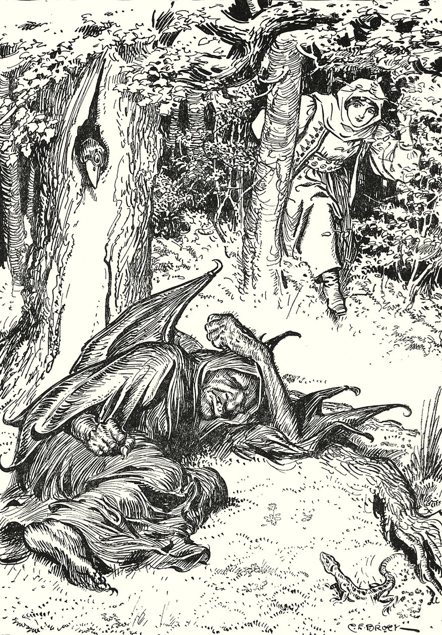 Das Mädchen, das diesen Weg kam, sah sie fest schlafend liegen von Charles Edmund (after) Brock