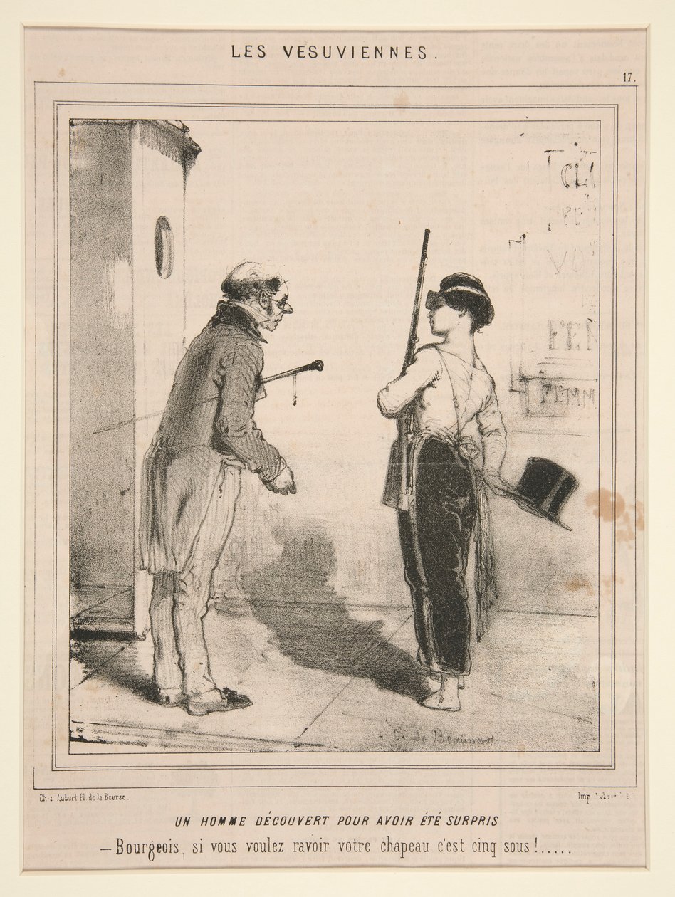 Ein Mann entdeckt, weil er überrascht wurde, aus der Serie Les Vesuviennes veröffentlicht in Le Charivari von Charles Edouard de Beaumont