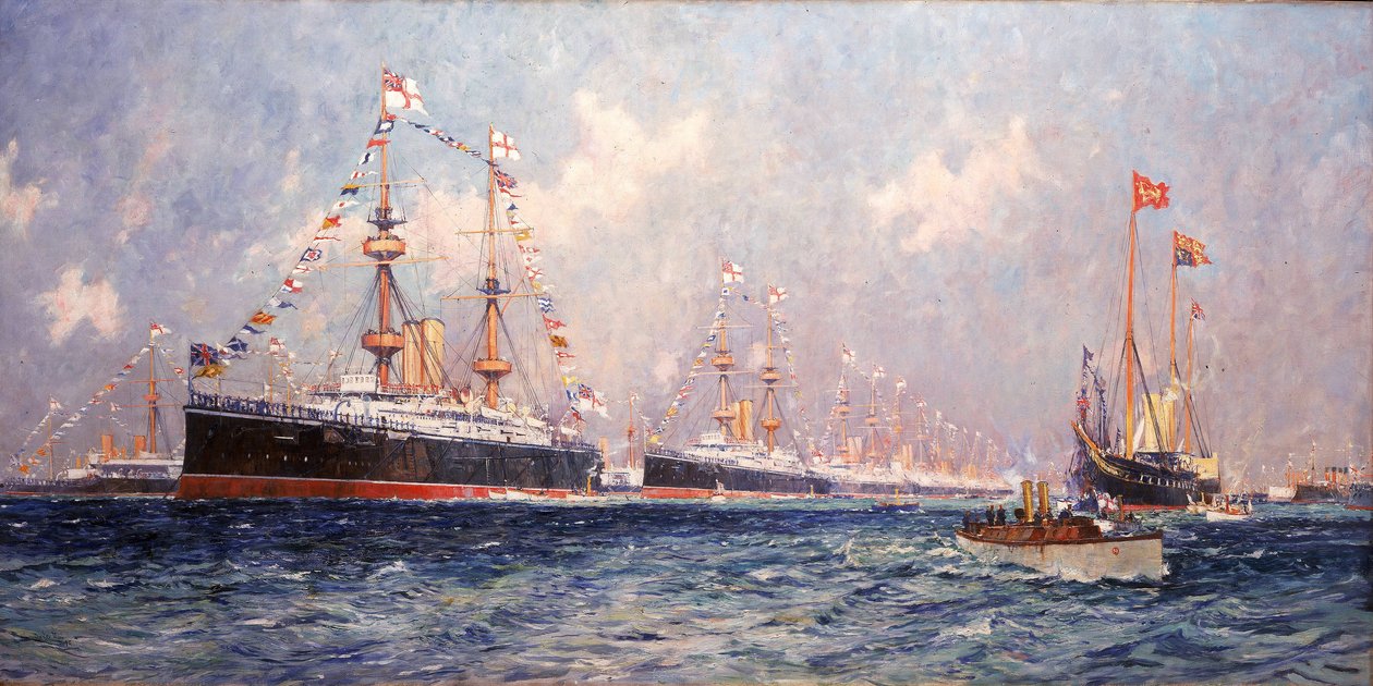 Das Magazin während des Diamantjubiläums von Königin Victoria (1819-1901) in Spithead (England), 26. Juni 1897 von Charles Edward Dixon