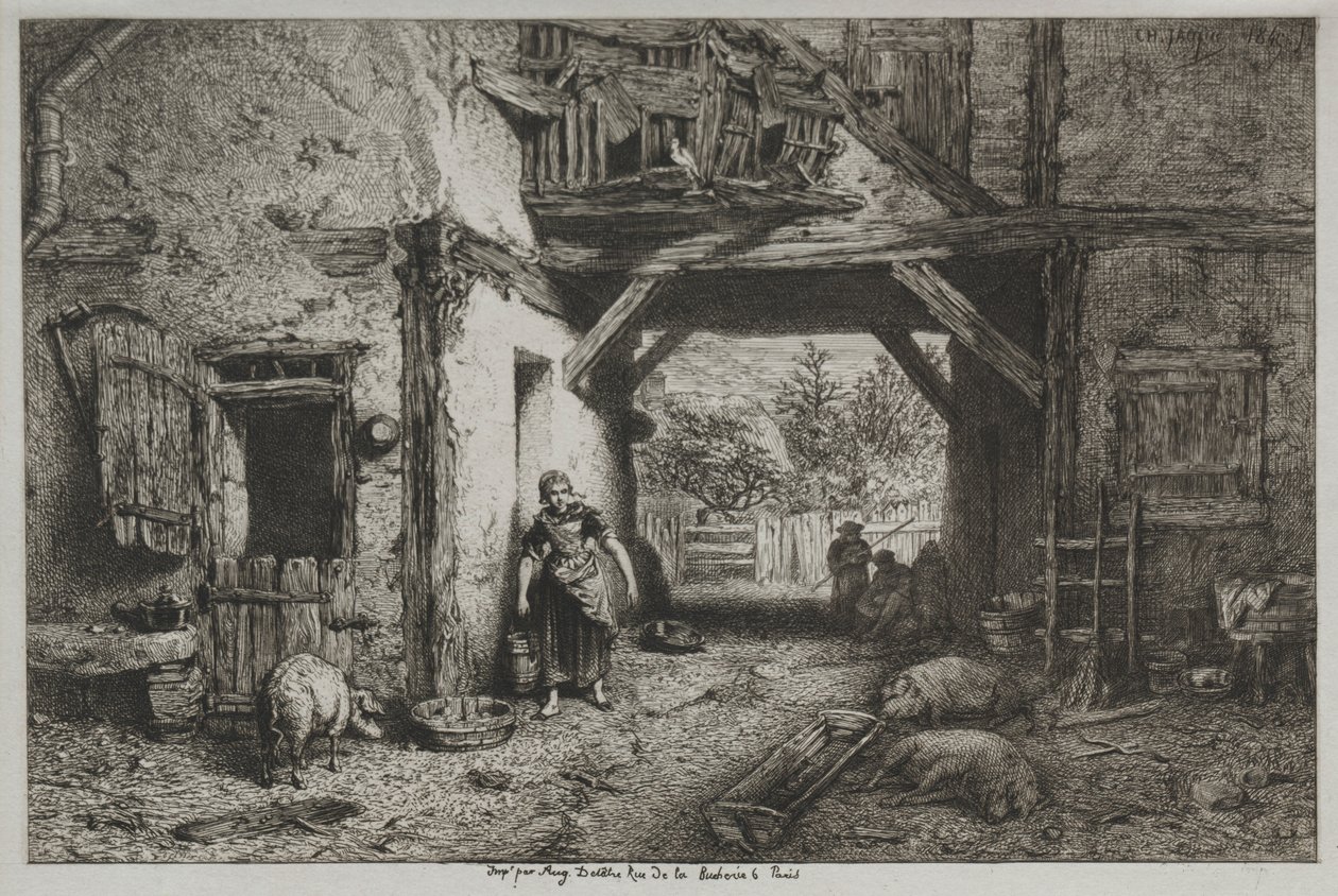 Bauernhof Innenansicht von Charles Emile Jacque