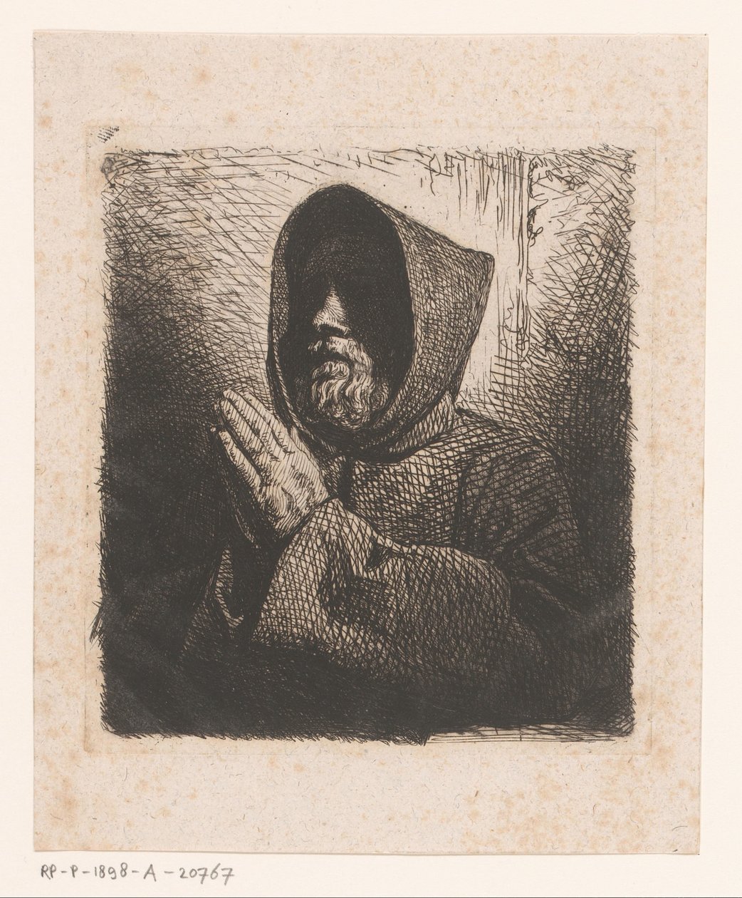 Kopf eines betenden Mönchs mit Bart von Charles Emile Jacque