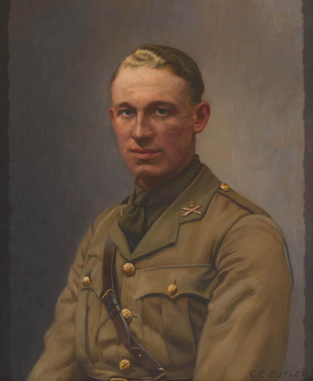 Leutnant A L Bobby, Maschinengewehrkorps und Middlesex-Regiment, um 1917 von Charles Ernest Butler