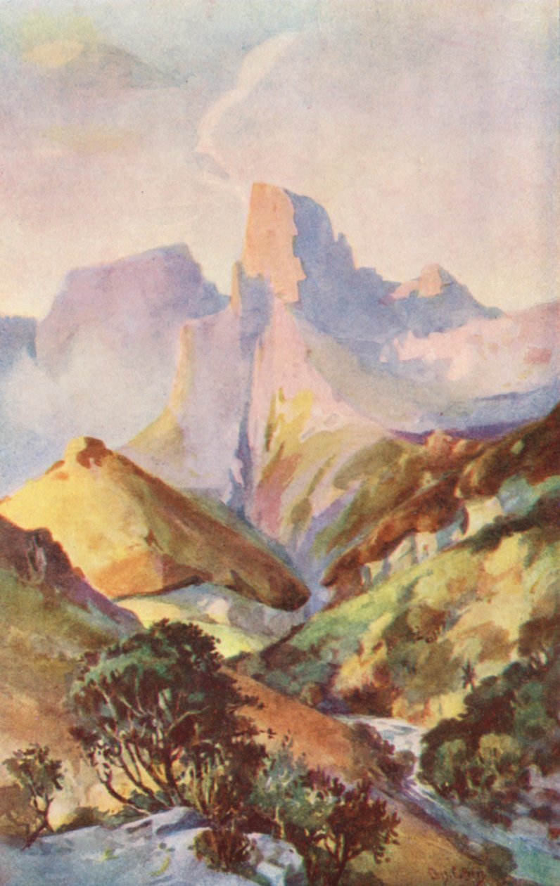 Der Wächter, ein majestätischer Gipfel der Drakensberge von Charles Ernest Peers