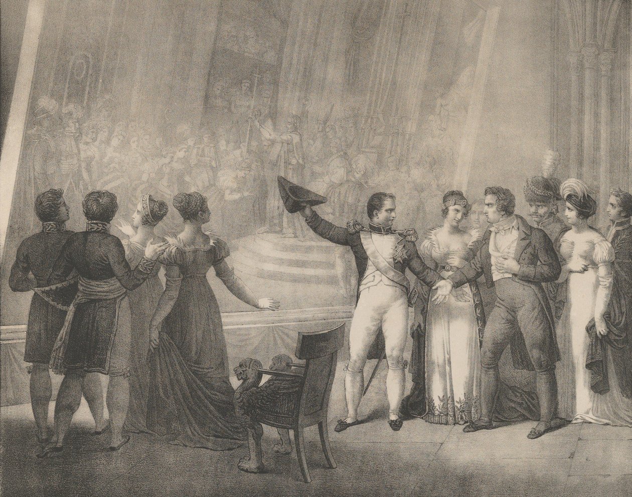 Napoleon und Josephine besuchen das Atelier von David, 4. Januar 1808, ca. 1820-30 von Charles Etienne Pierre Motte
