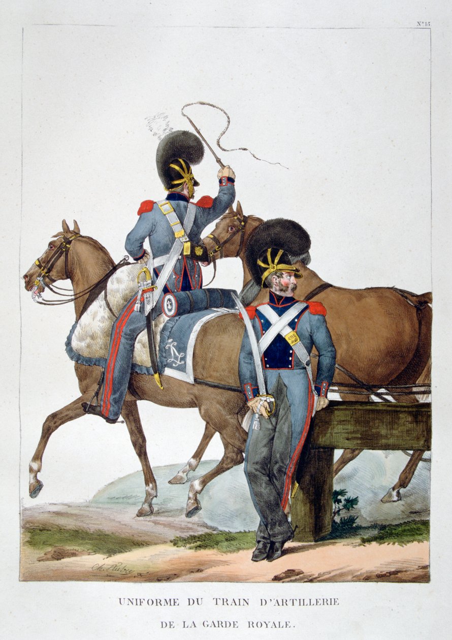 Uniform eines Regiments der Pferdeartillerie der königlichen Garde, Frankreich, 1823 von Charles Etienne Pierre Motte