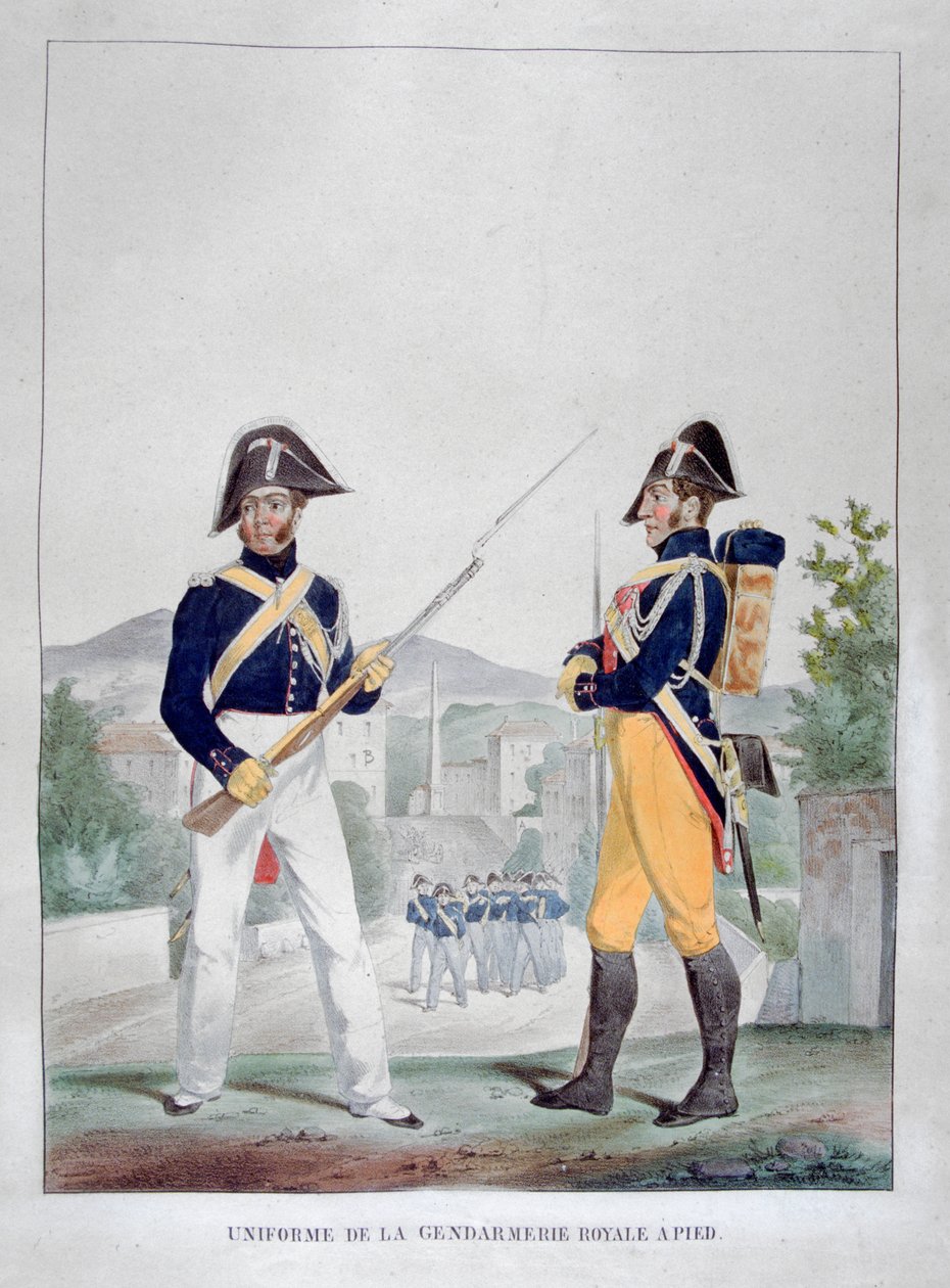Uniform der königlichen Fußgendarmen, Frankreich von Charles Etienne Pierre Motte