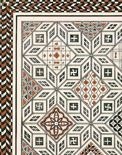 Entwurf eines Mosaikbodens, entdeckt in Nimes, wahrscheinlich 2. oder 3. Jahrhundert, veröffentlicht von Day & Son von Charles Felix Marie (after) Texier