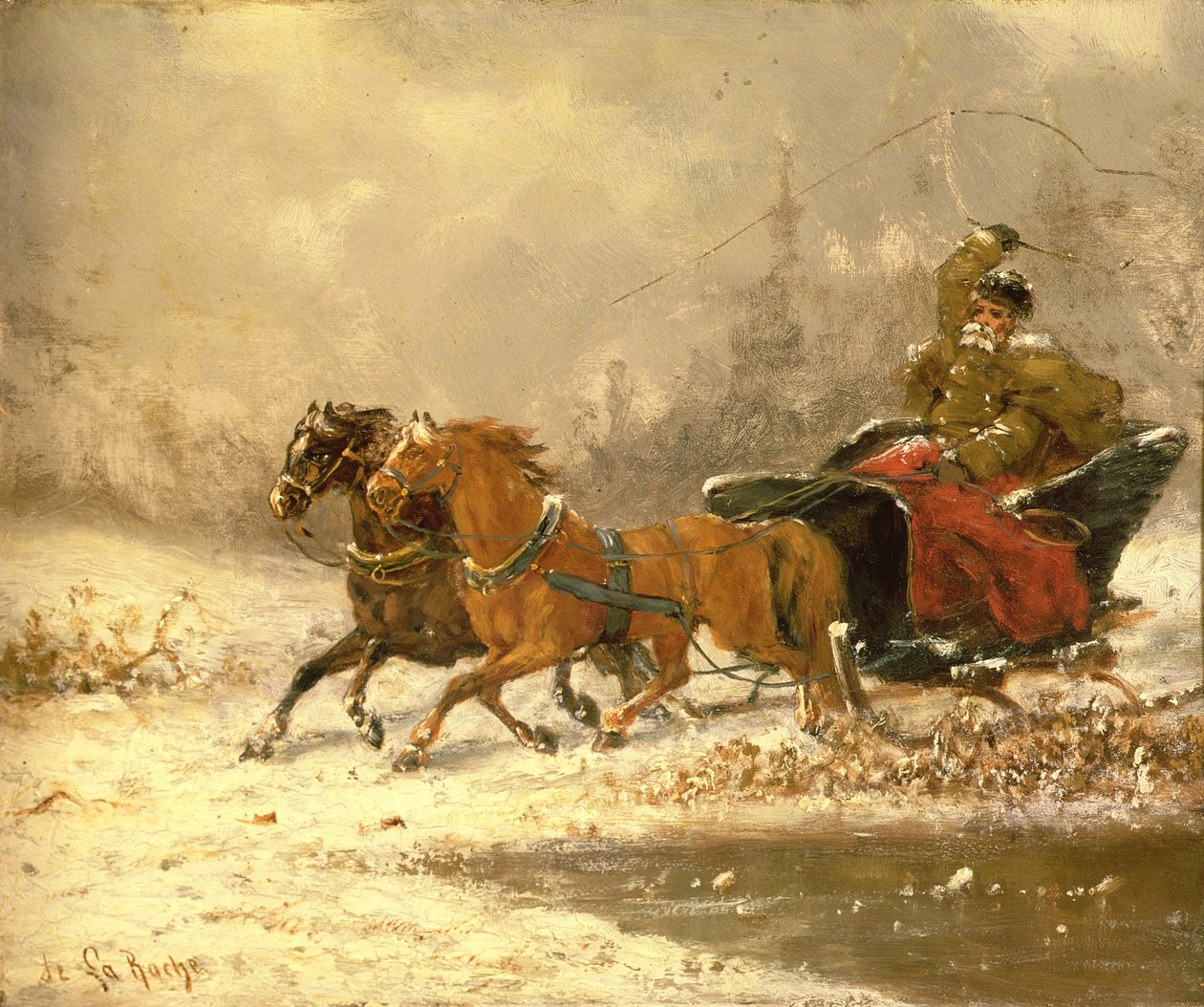 Heimkehr im Winter von Charles Ferdinand De La Roche