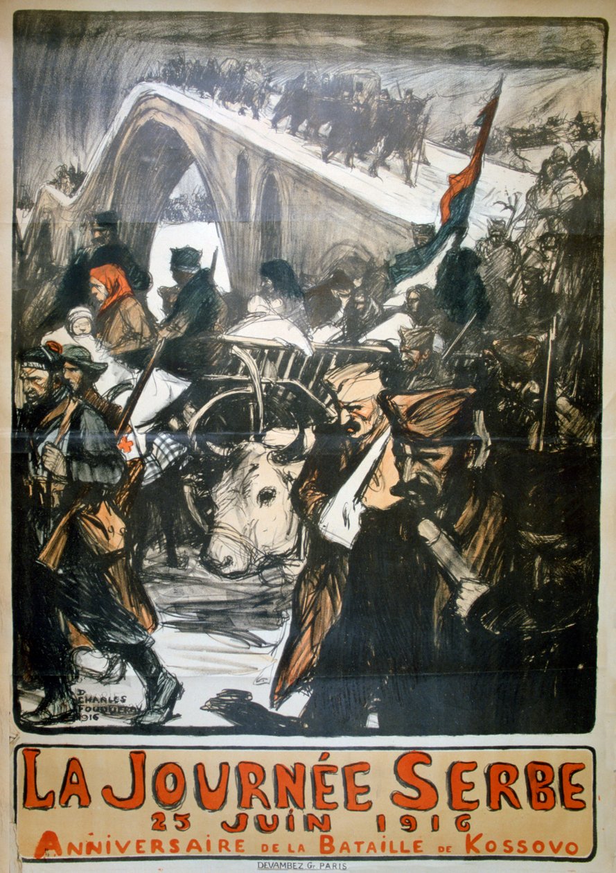 25. Juni 1916 - Serbien-Tag, französisches Plakat des Ersten Weltkriegs, 1916 von Charles Fouqueray