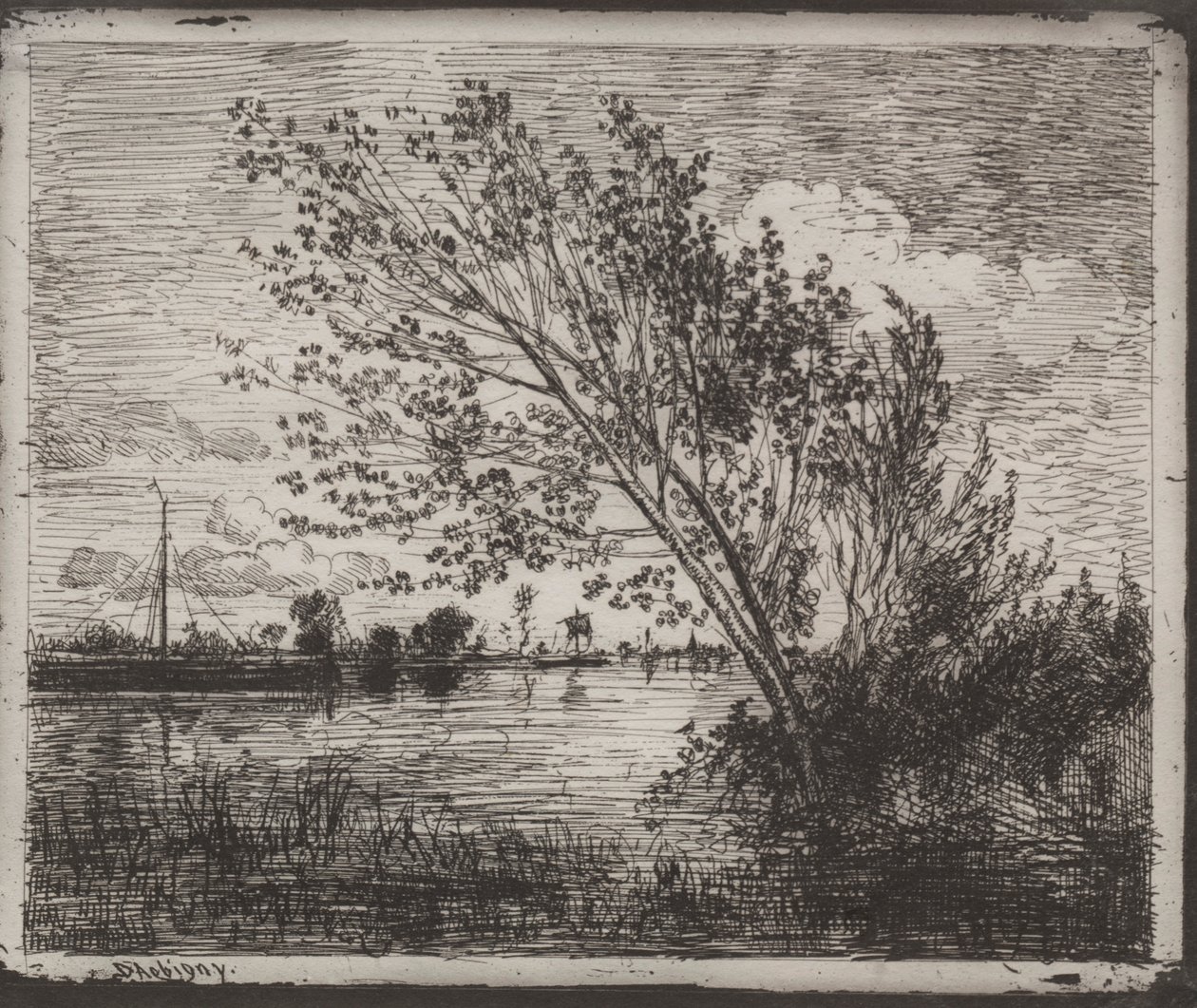 Ein Haufen Erlen, Originaldruck 1862, gedruckt 1921 von Charles Francois Daubigny