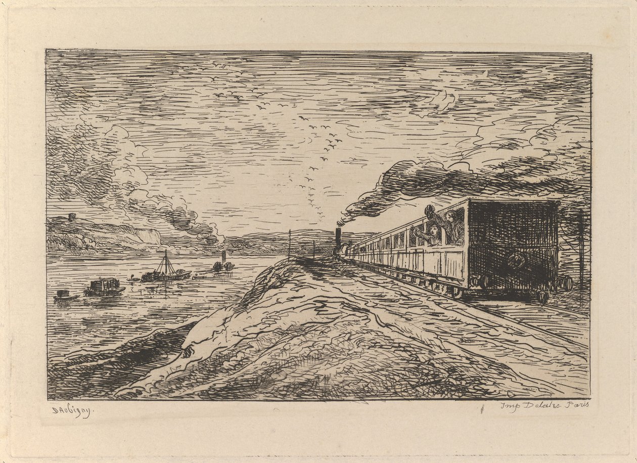 Le Départ Le Retour, aus Le Voyage en bateau, 1861 von Charles Francois Daubigny