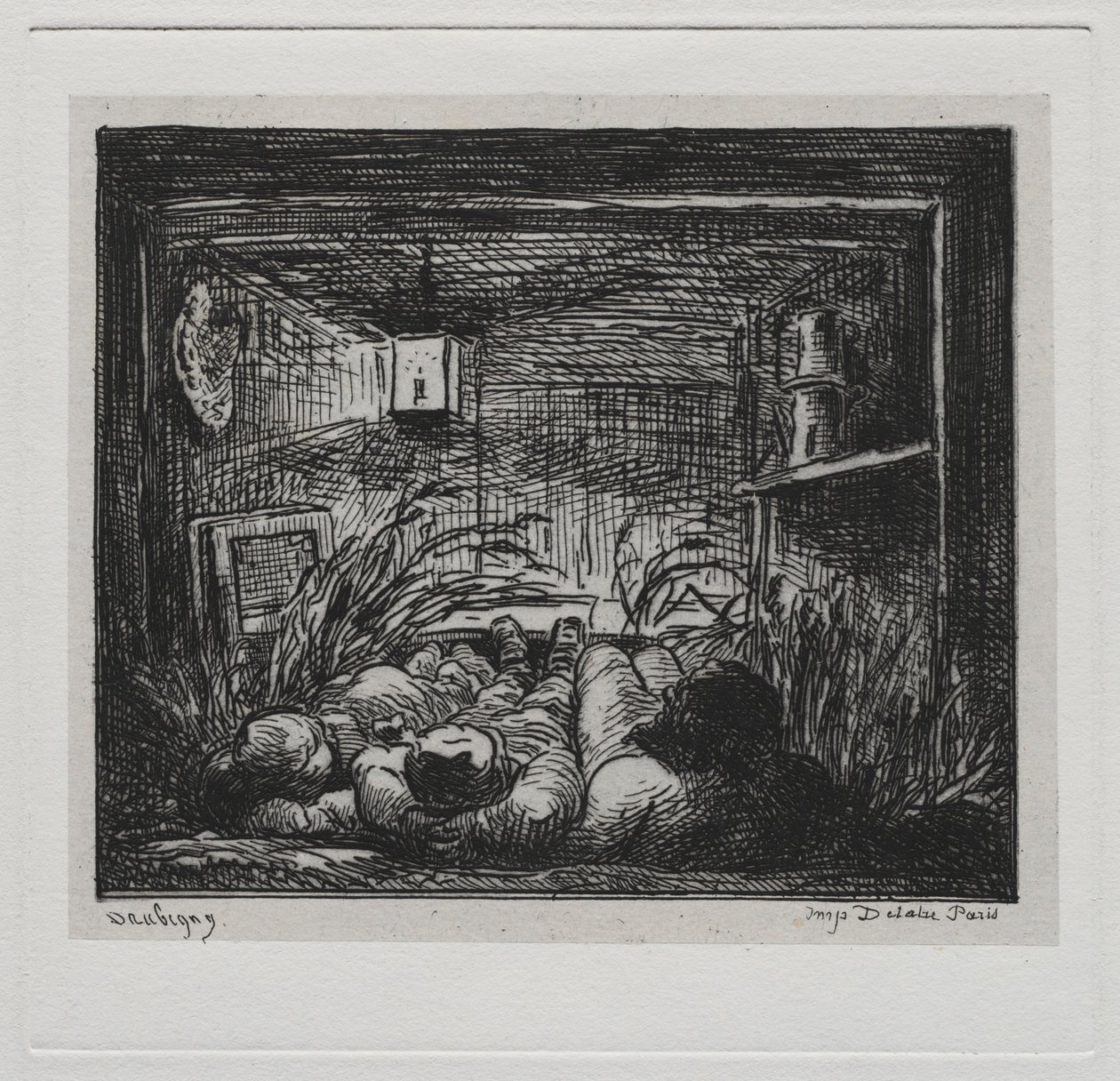 Die Bootsfahrt: Übernachtung an Bord des Botin, Nacht auf dem Boot, 1861 von Charles Francois Daubigny
