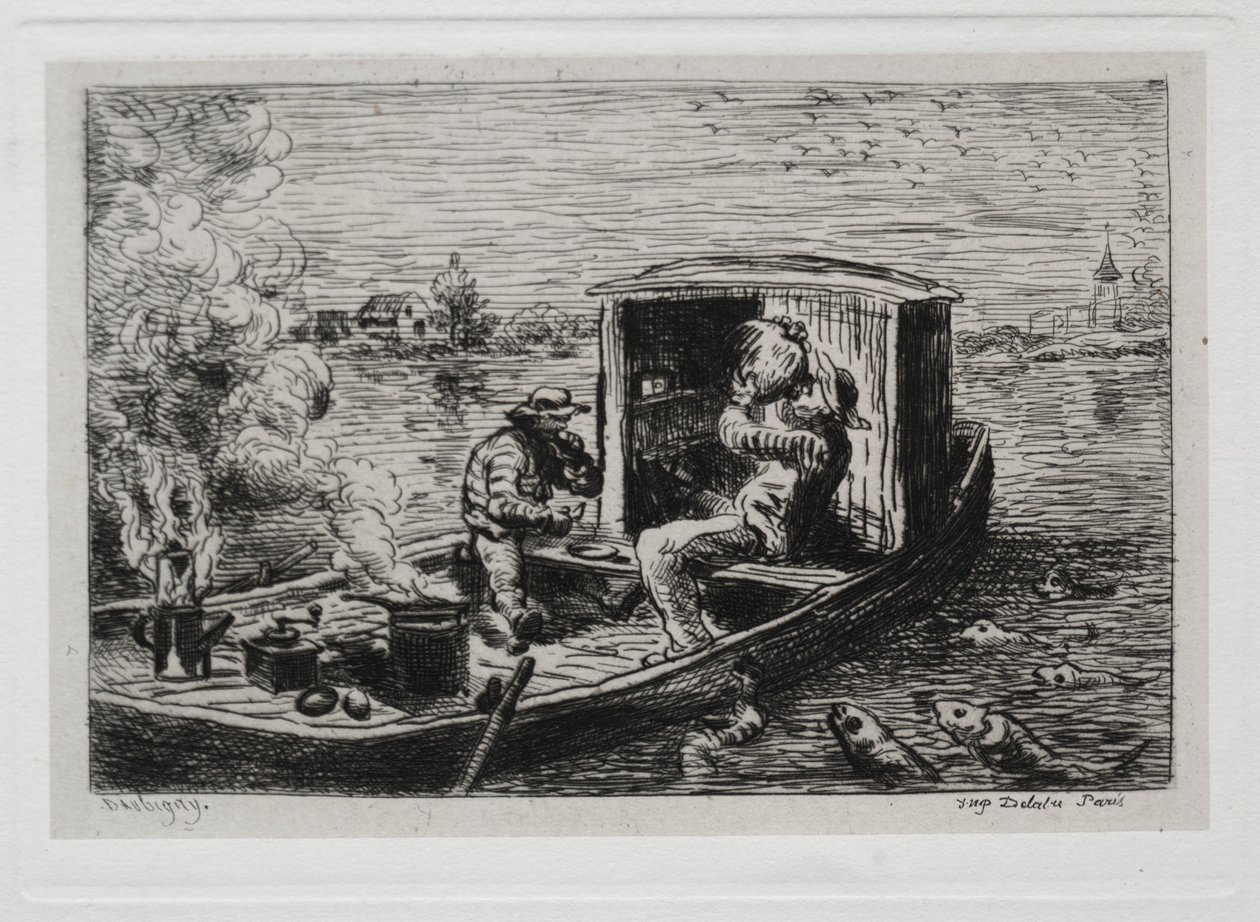 Die Bootsfahrt: Schlemmen oder Mittagessen auf dem Boot von Charles Francois Daubigny