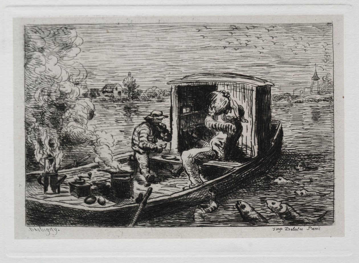 Die Bootsfahrt: Schlemmen oder Mittagessen auf dem Boot, 1861 von Charles Francois Daubigny
