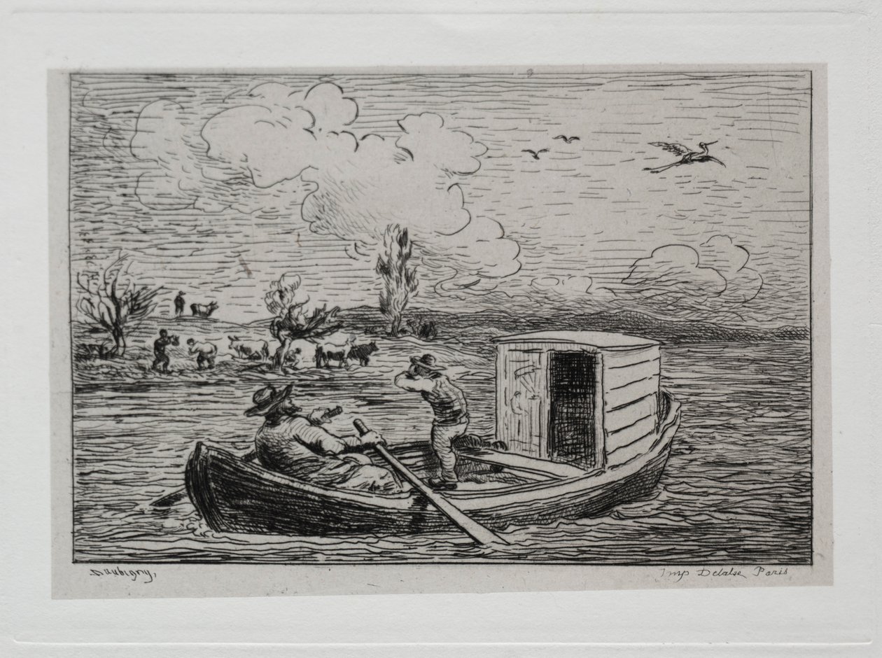 Die Bootsfahrt: Le Mot de Cambronne Das Schimpfwort, 1861 von Charles Francois Daubigny