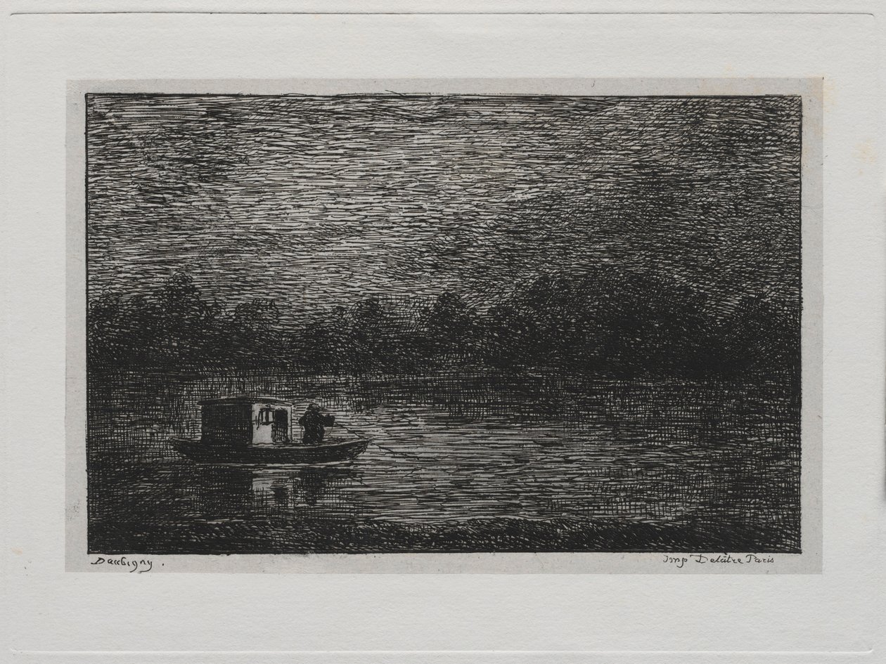 Die Bootsfahrt: Nachtfahrt oder Netzfischen zweite Version, 1861 von Charles Francois Daubigny