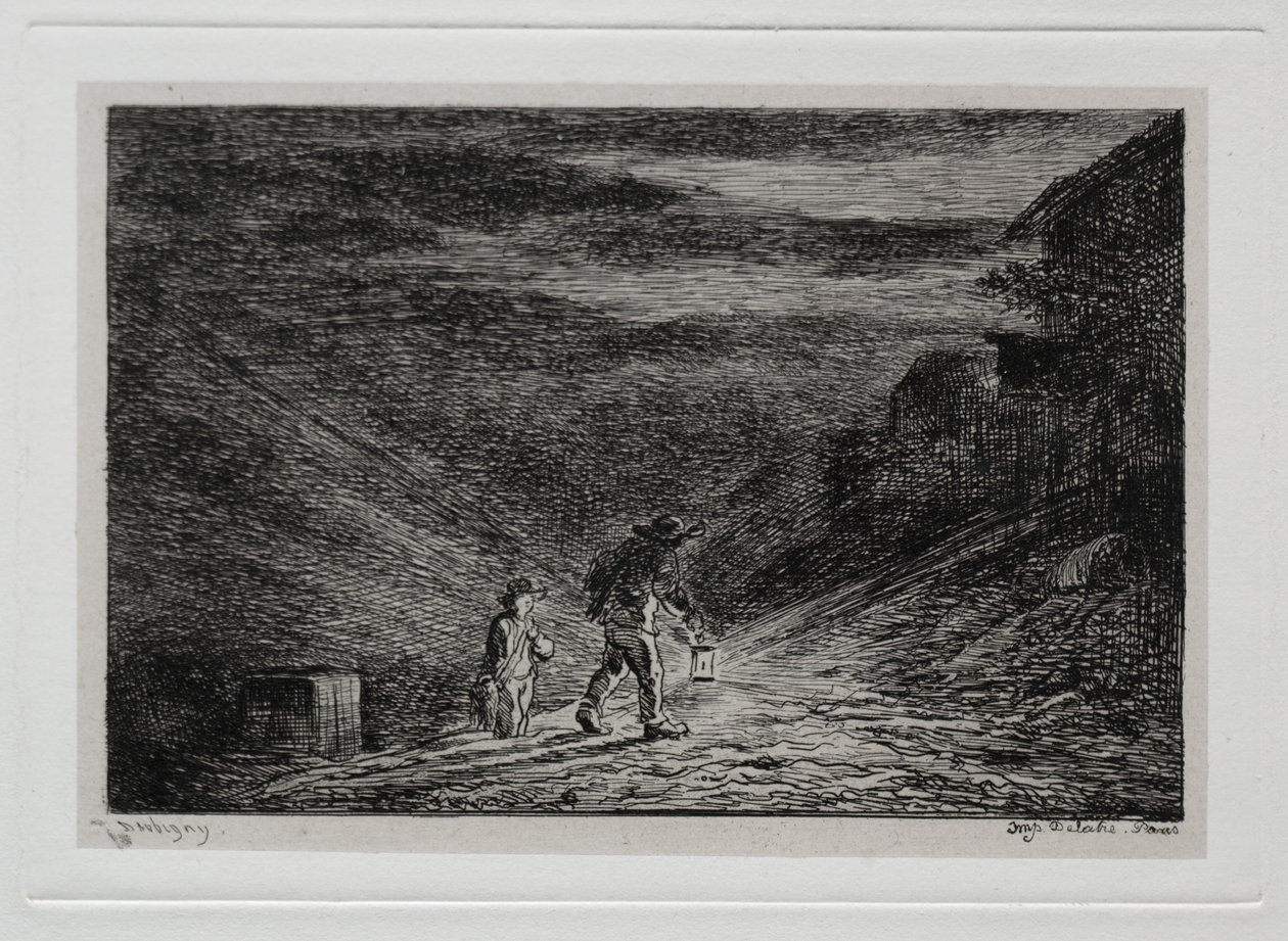 Die Bootsfahrt: Die Suche nach einem Gasthaus von Charles Francois Daubigny