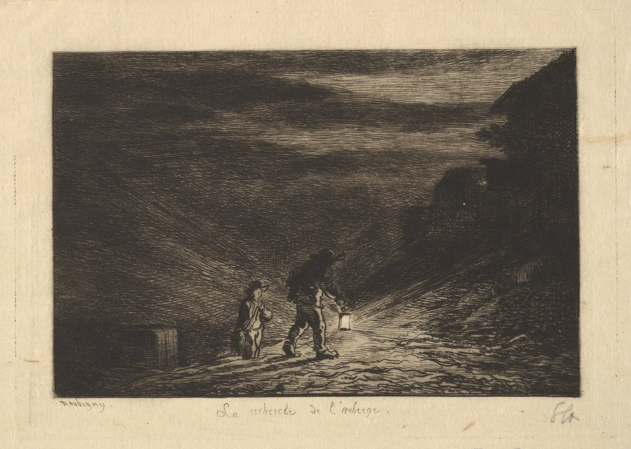 Die Suche nach einem Gasthaus, 1861 von Charles Francois Daubigny