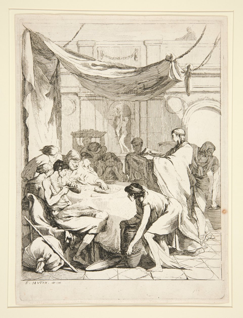 Die Hungrigen füttern, aus der Serie Sieben Werke der Barmherzigkeit von Charles Francois Hutin