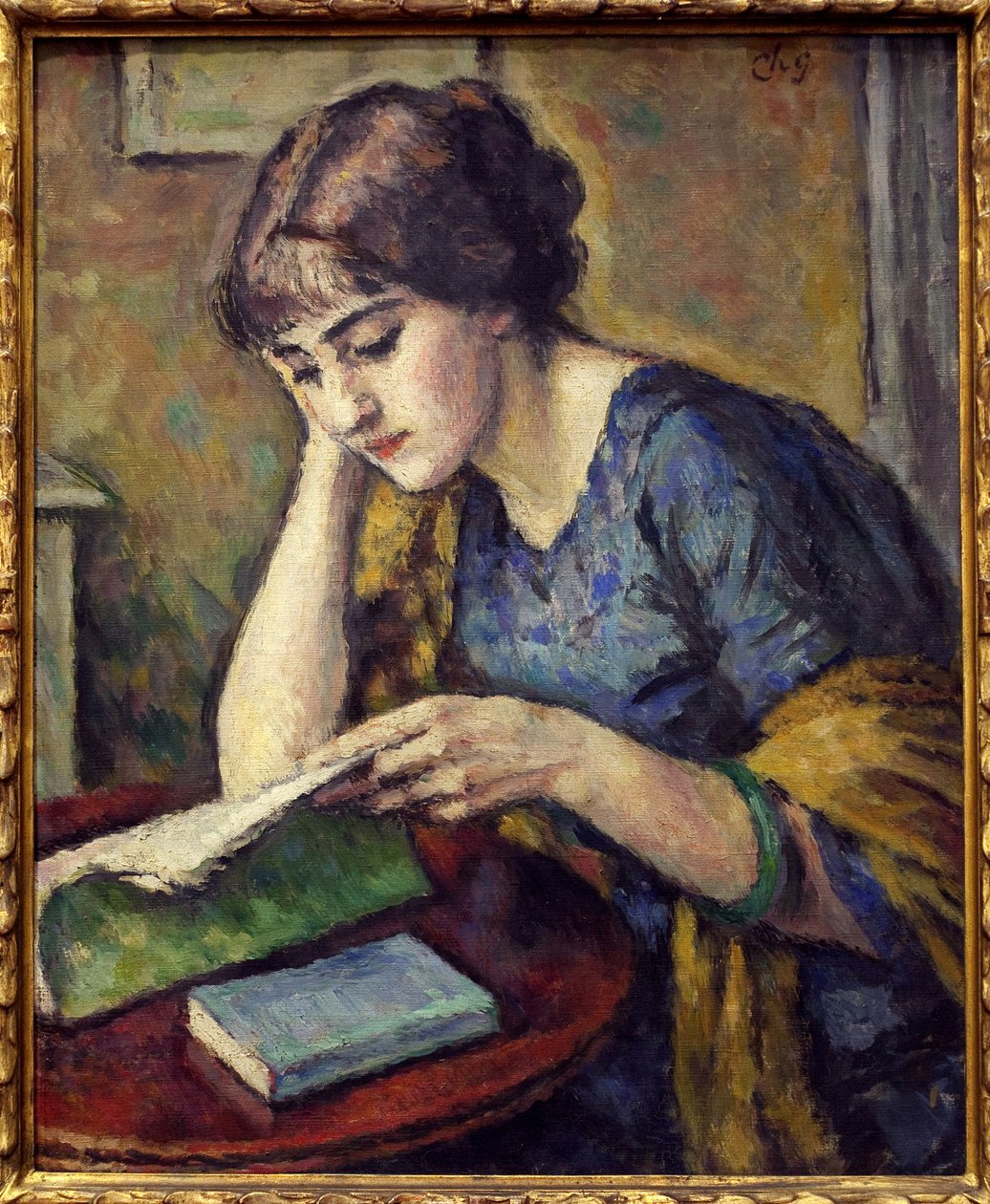 Lesen. Gemälde von Charles Guerin (1875-1939), Öl auf Leinwand von Charles Guerin