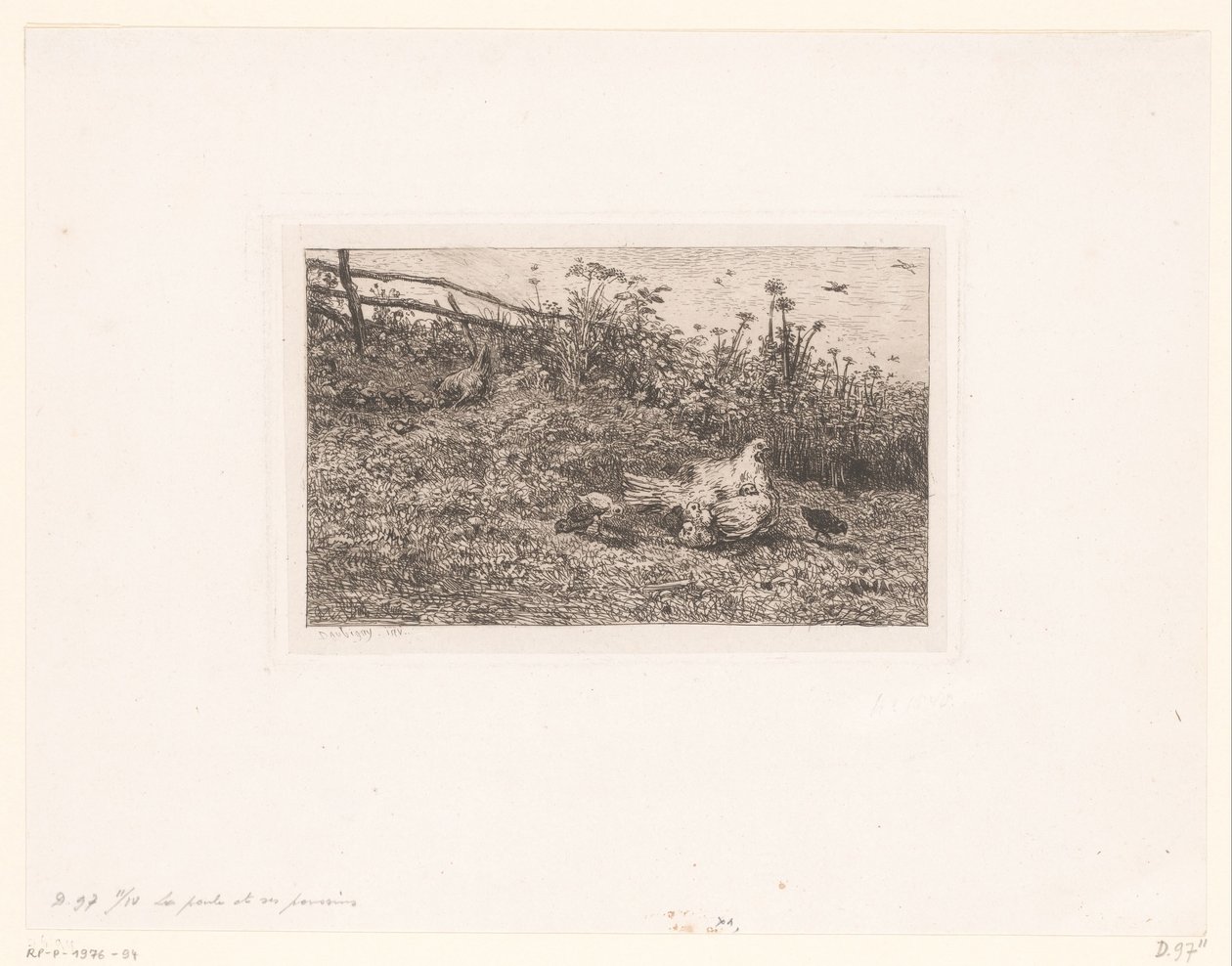 Huhn mit Küken von Charles François Daubigny (attributed to)