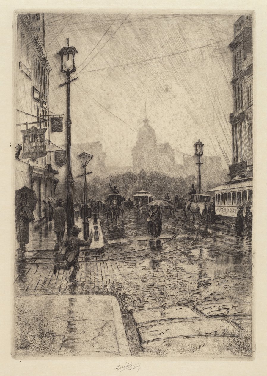 Regentag, Broadway, wahrscheinlich 1890 von Charles Frederick William Mielatz