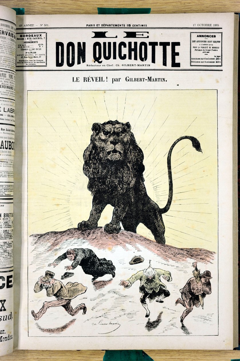 Titelblatt von „Le Don Quixote“, Nummer 591, Satirisch in Farben von Charles Gilbert Martin