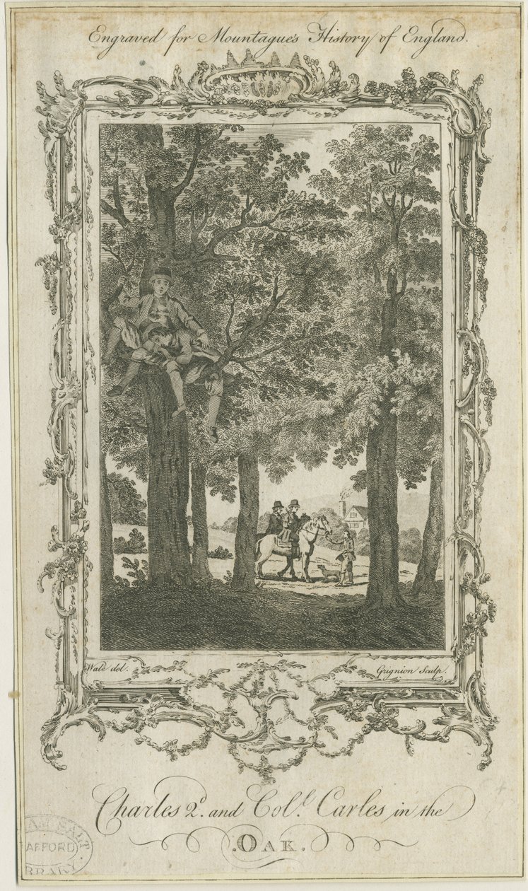 Boscobel - Die Königseiche (Gravur) von Charles Grignion