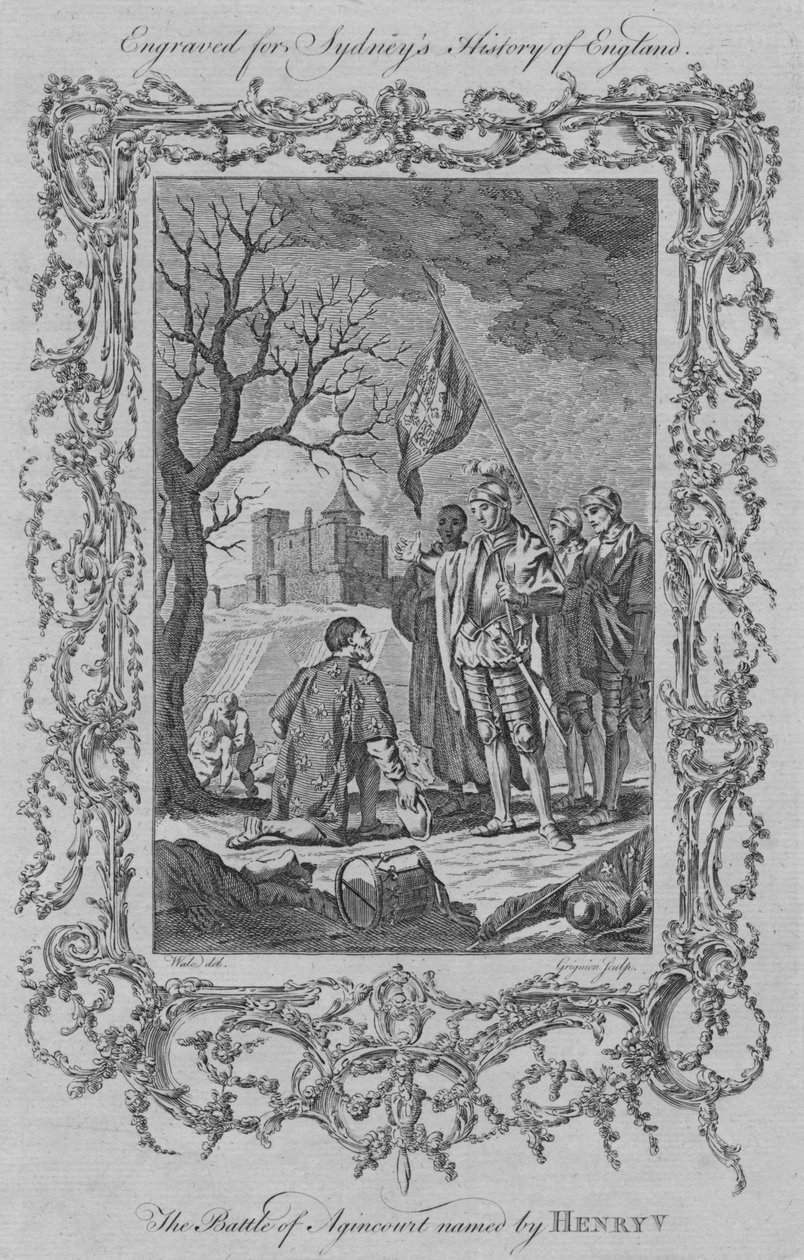 Die Schlacht von Azincourt benannt von Heinrich V., 1773 von Charles Grignion