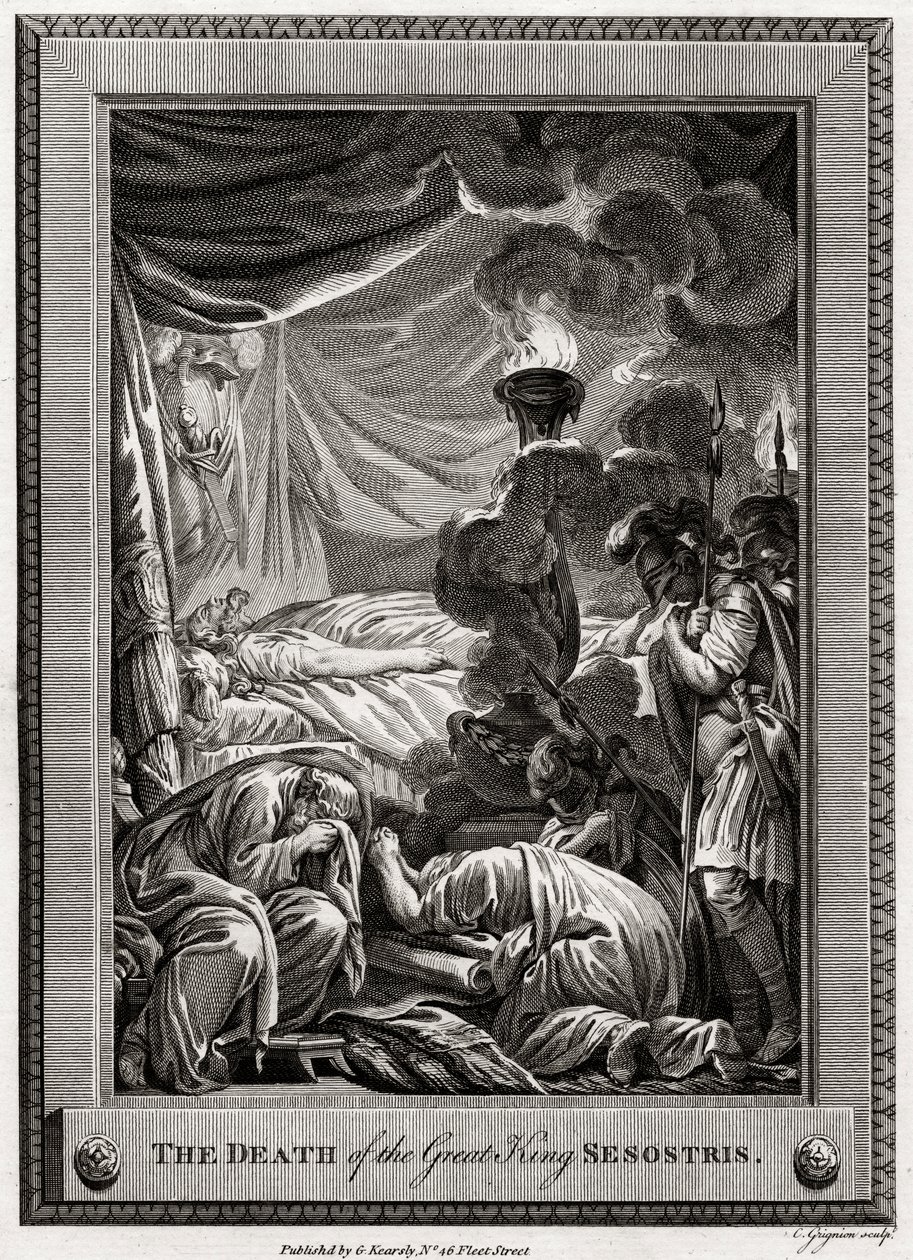Der Tod des großen Königs Sesostris, Altes Ägypten, 1775 von Charles Grignion