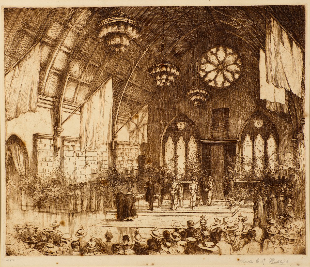 Königlicher Besuch in Dundee 1914 - Empfang in der Albert Hall von Charles Gustav Louis Phillips