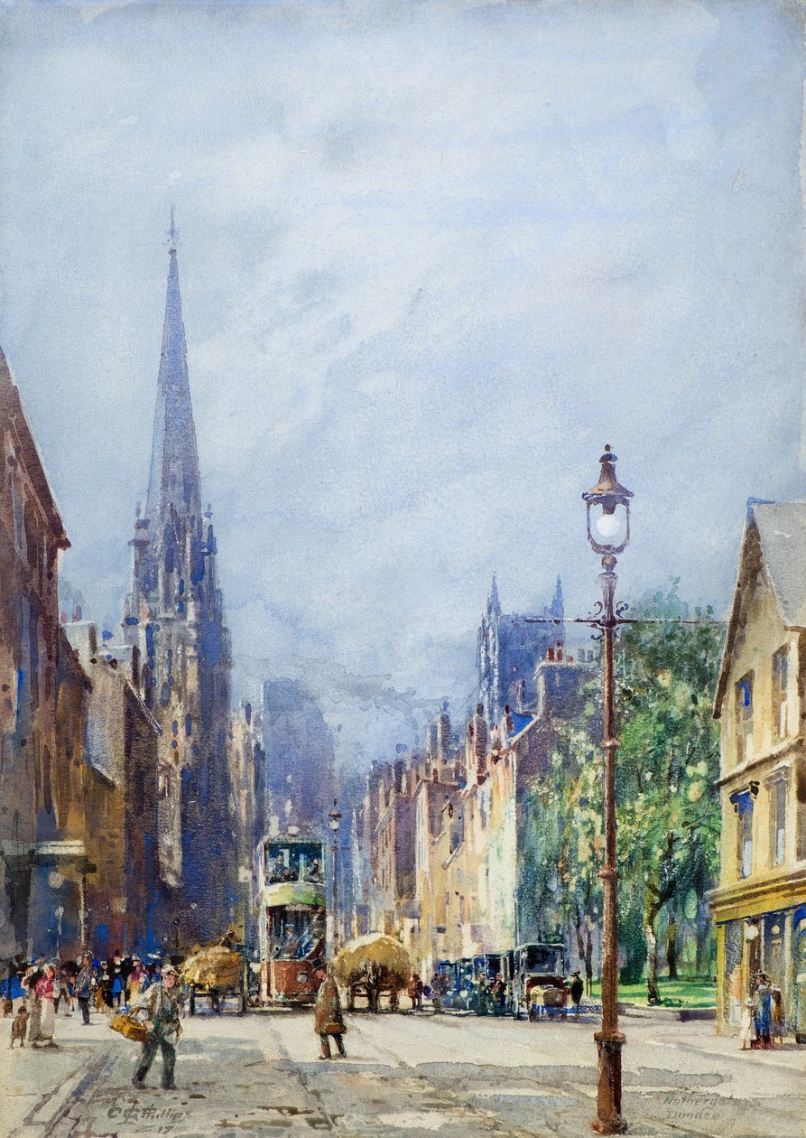 Die Nethergate, Dundee Blick nach Westen, ca. 1917 von Charles Gustav Louis Phillips