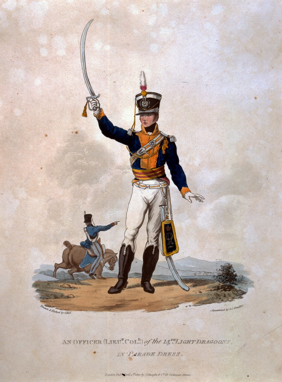 Ein Offizier der 14. Leichten Dragoner in Paradeuniform, aus 