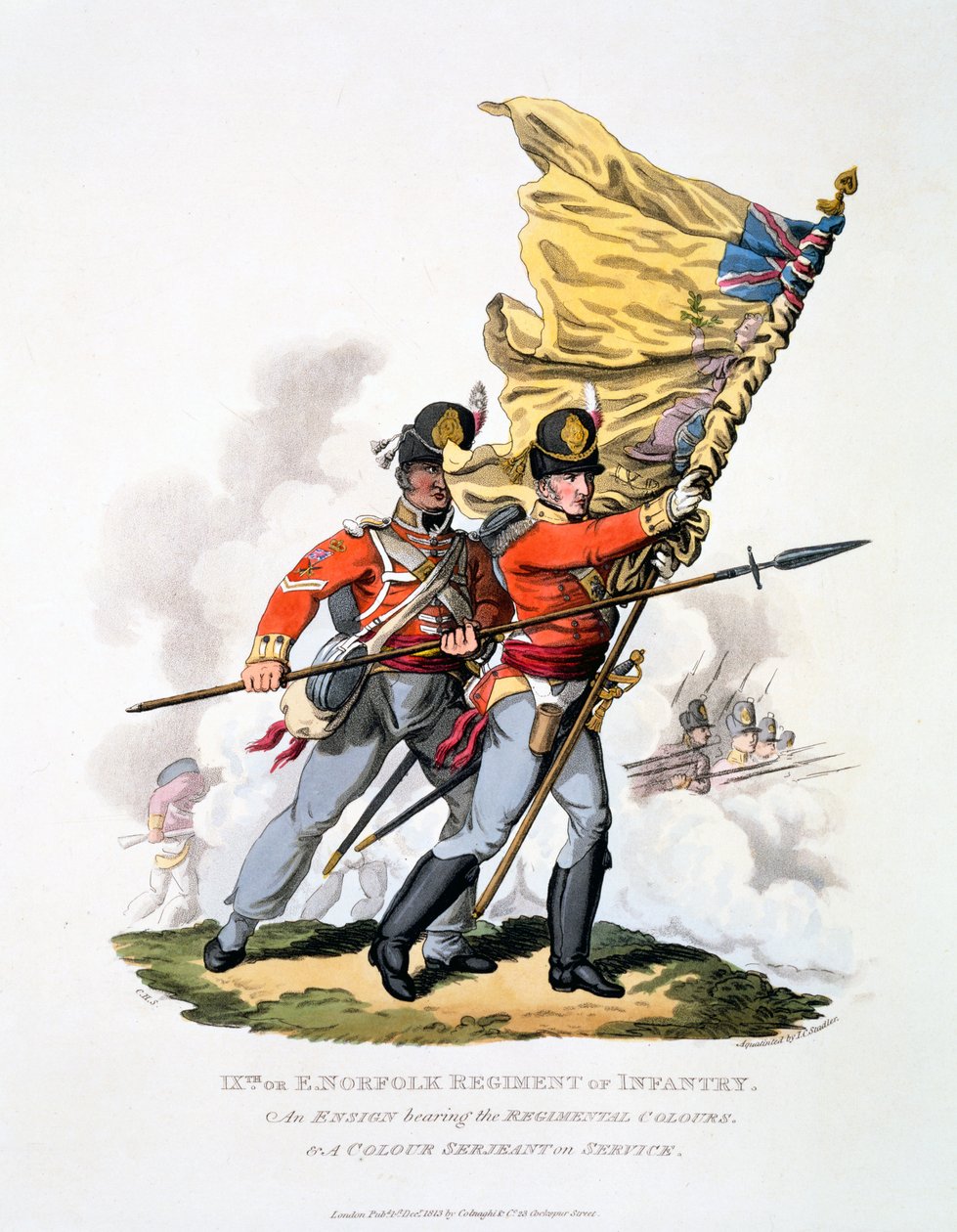 Uniform und Farben des 9. oder East Norfolk Regiments der Infanterie, aus 