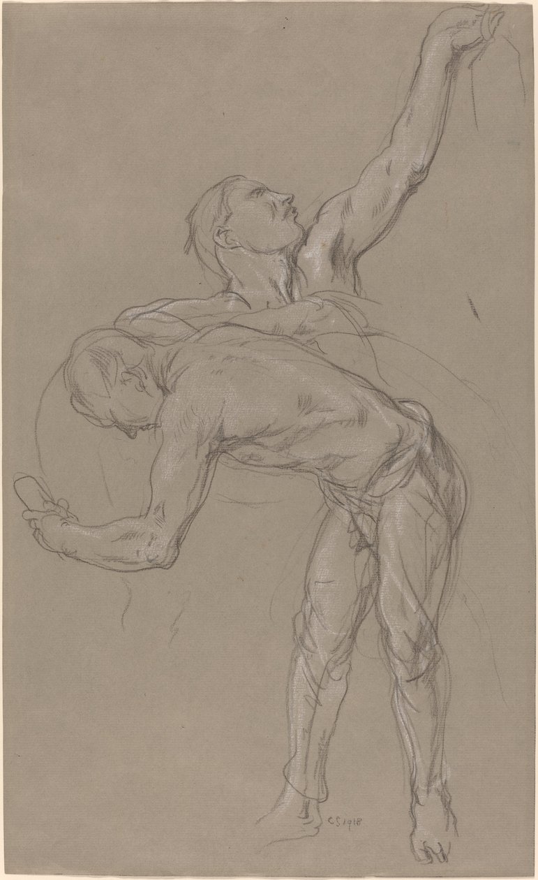 Zwei männliche Figuren: Studie für "Der barmherzige Samariter" von Charles Hazelwood Shannon