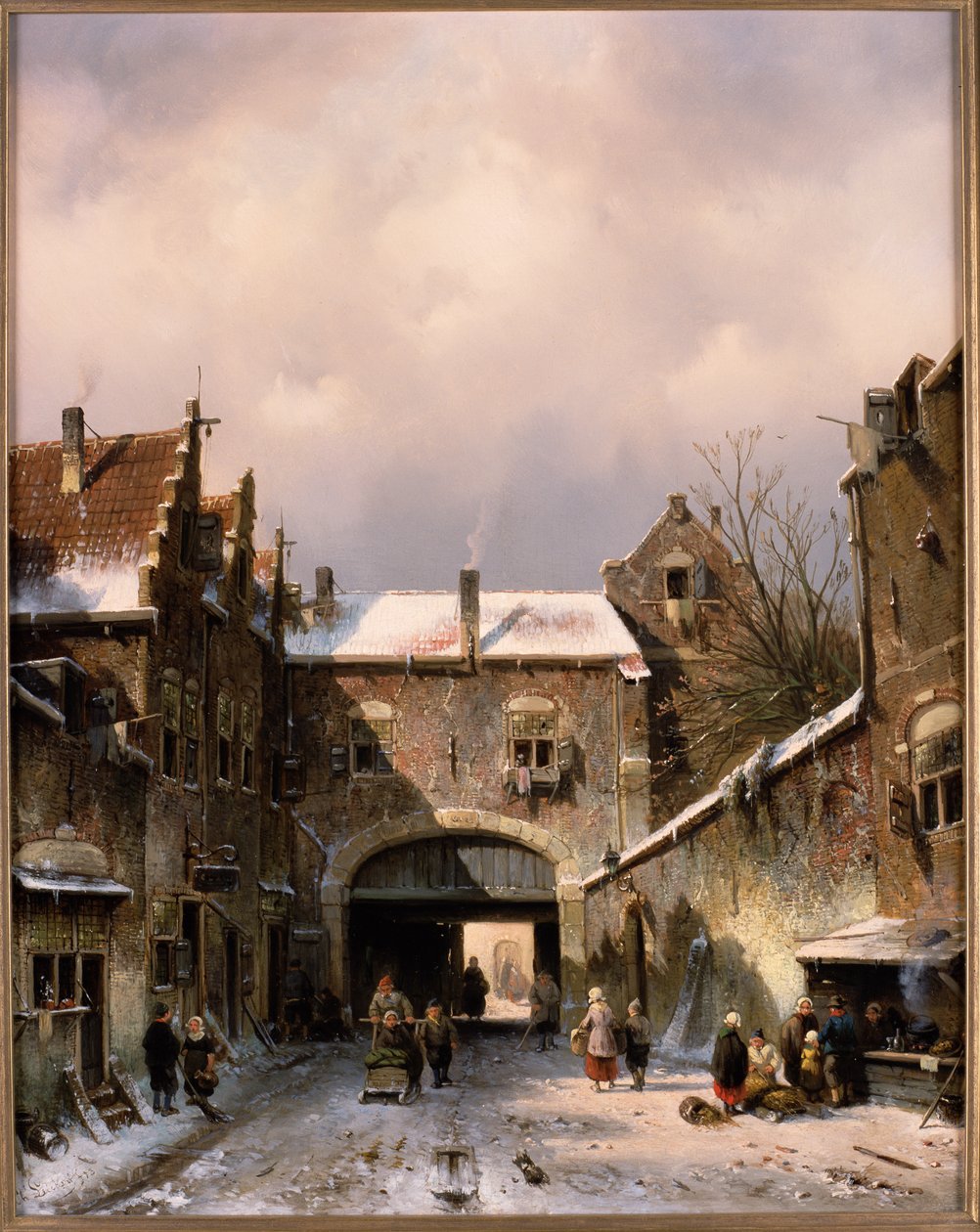Dorfszene im Winter, 1893 von Charles Henri Joseph Leickert