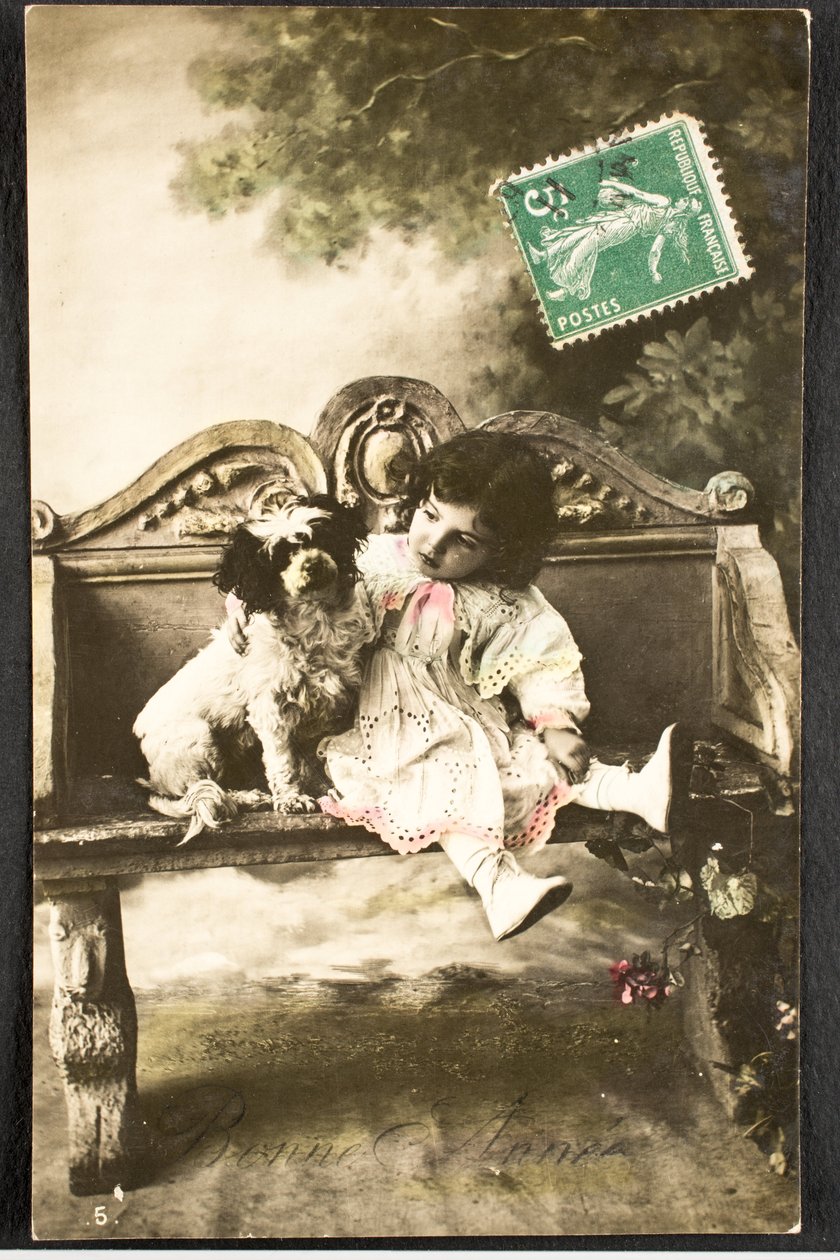 Alte Postkarte/Frohes Neues Jahr/Wunsch/Kind von Augustus Kollner