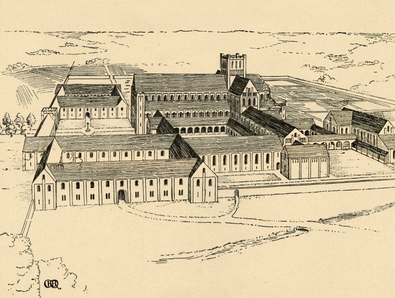 Außenansicht des Benediktinerklosters, 1931 von Charles Henry Bourne Quennell
