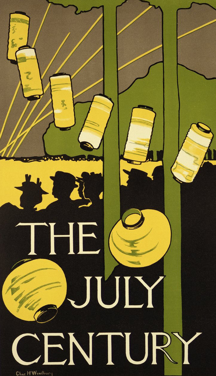 Reproduktion eines Plakats, das für die Juli-Ausgabe des Century Magazine wirbt, veröffentlicht in New York von Charles Herbert Woodbury