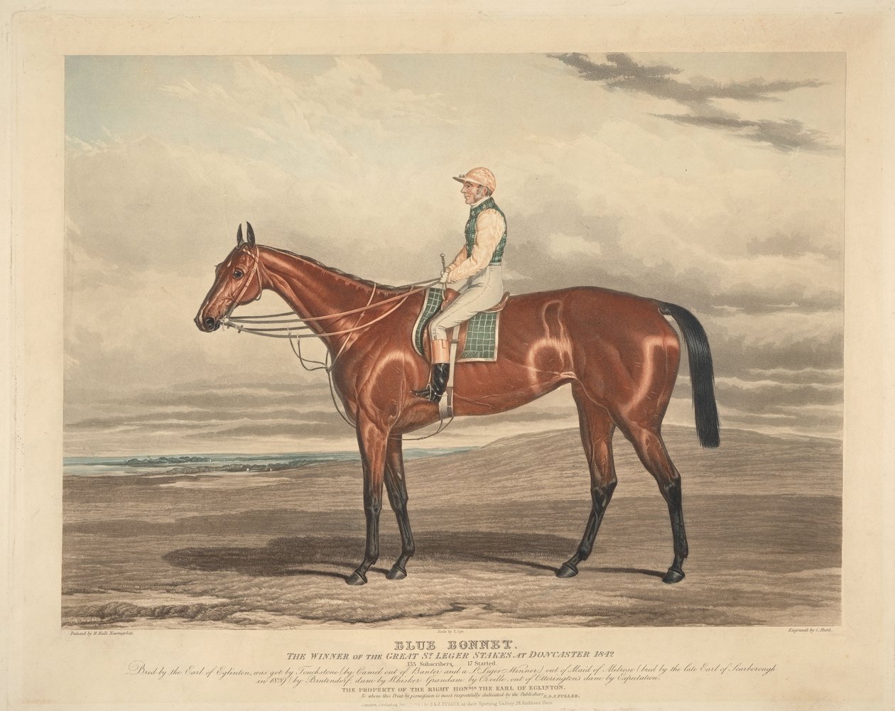 Rennen: Blue Bonnet. Der Gewinner der großen St. Leger Stakes in Doncaster 1842 von Charles Hunt