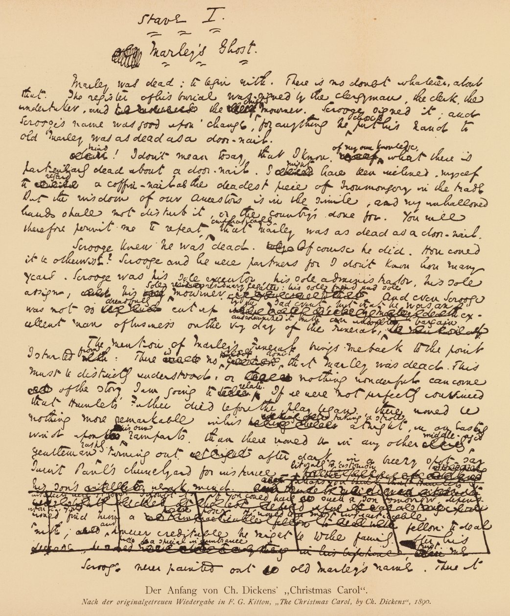 Manuskript von Ein Weihnachtslied von Charles Dickens von Charles John Huffam Dickens