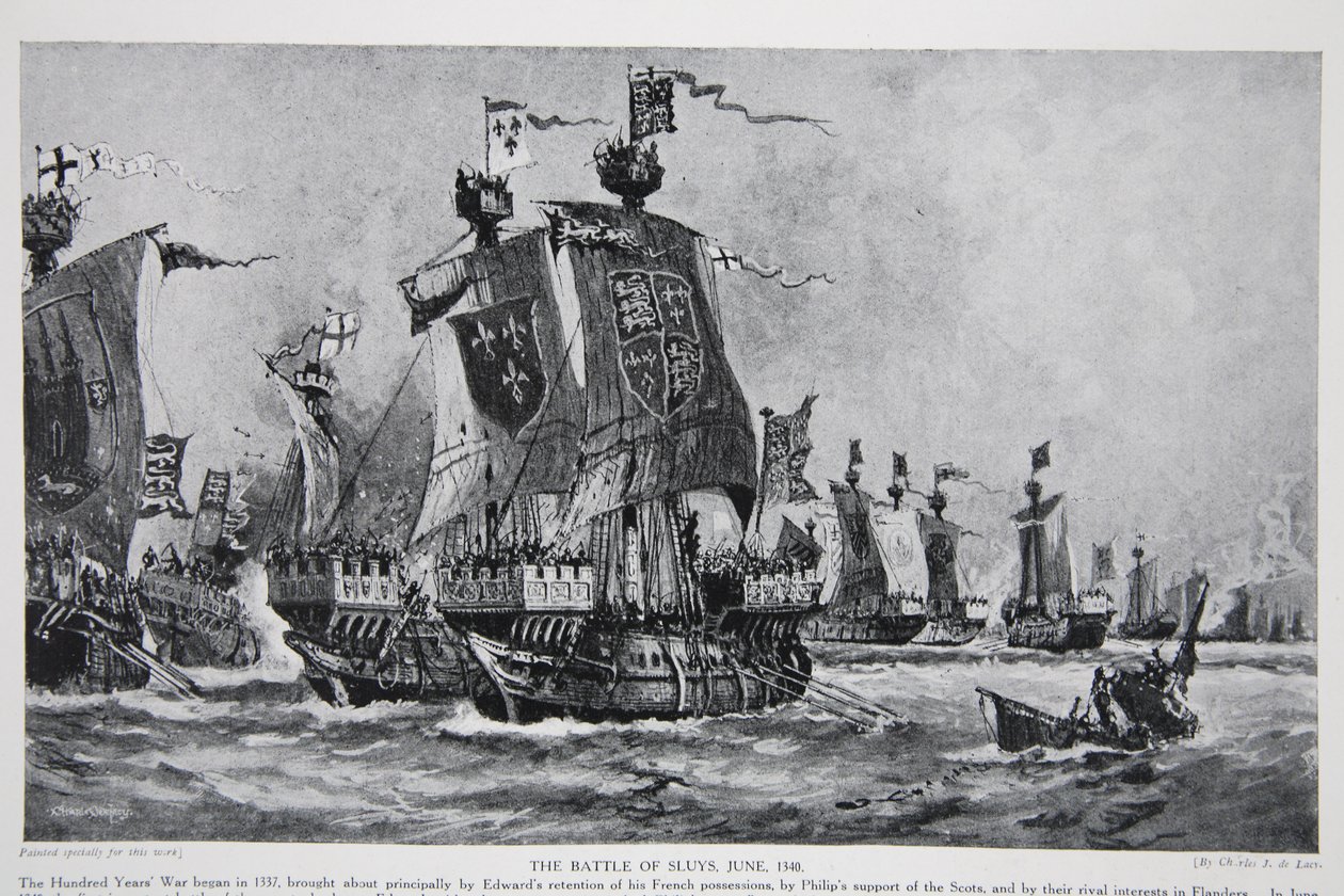 Die Schlacht von Sluys, 24. Juni 1340, Illustration aus 